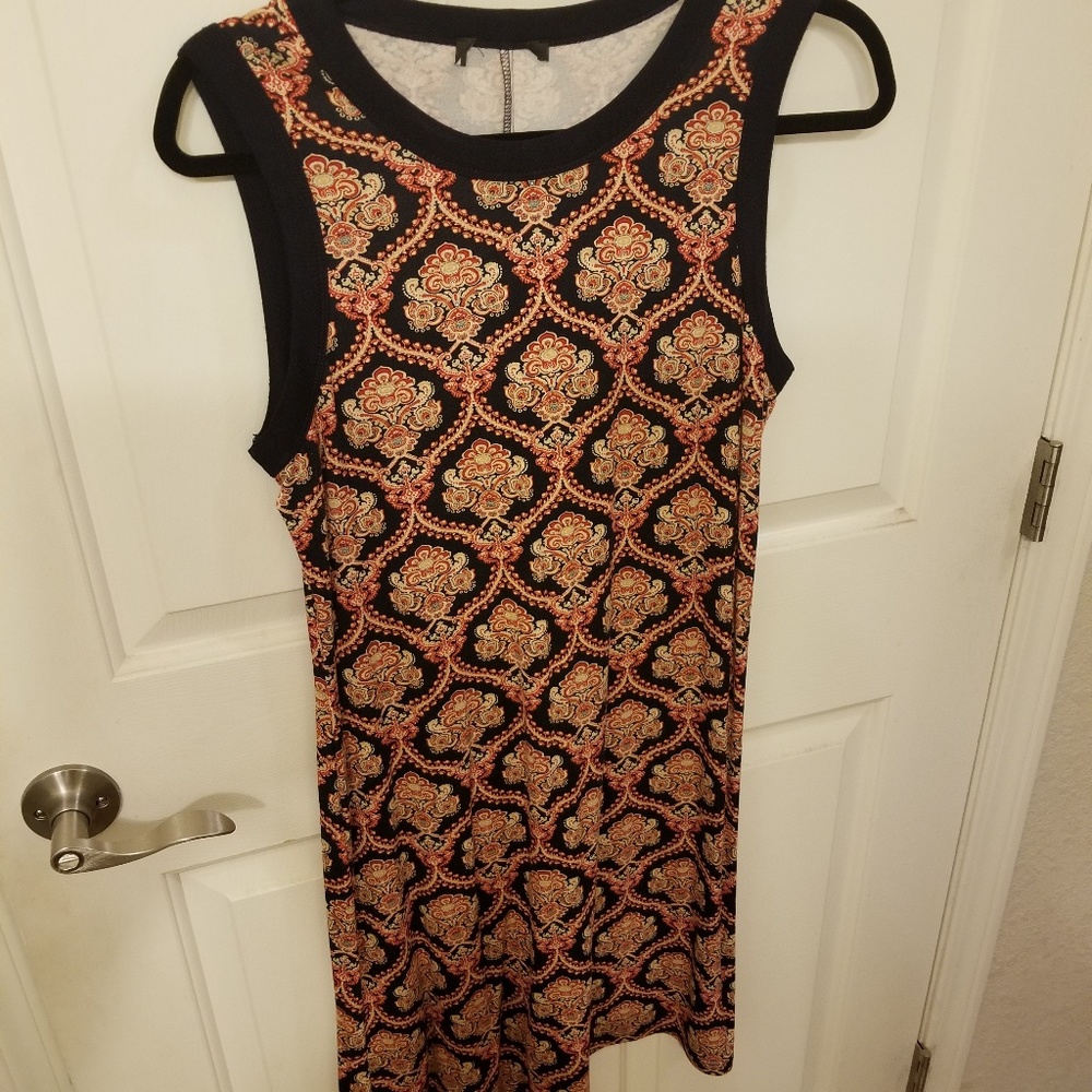 Navy and red multi colored dress